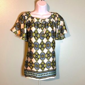 Jaclyn Smith Blouse Size Small‎ Multi Color Design Buttons